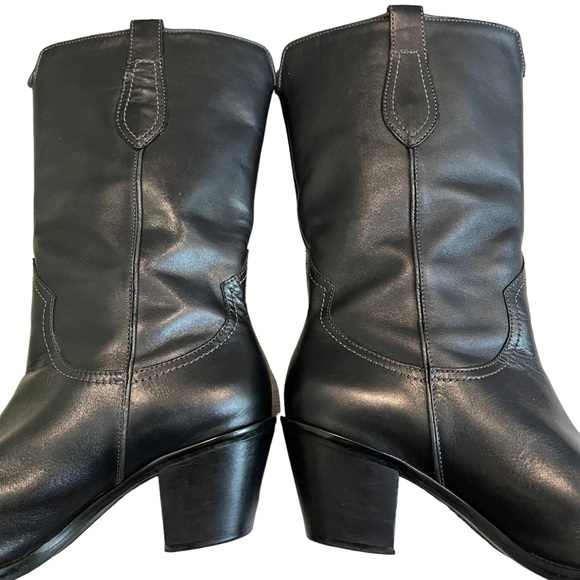 Franco Sarto Leather “Witchy Pointy” Toe Mid Calf Pull On Western Boots - Picture 10 of 16